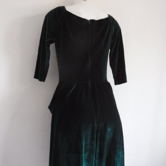 NWT Pinup Girl Clothing Monica Green Velvet Swing Dress Size L - Picture 5 of 8